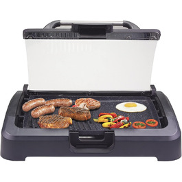 Електрогриль BEPER 90.871 з кришкою, антипригарна поверхня, нержавіюча сталь, 2200 Вт, чорний
