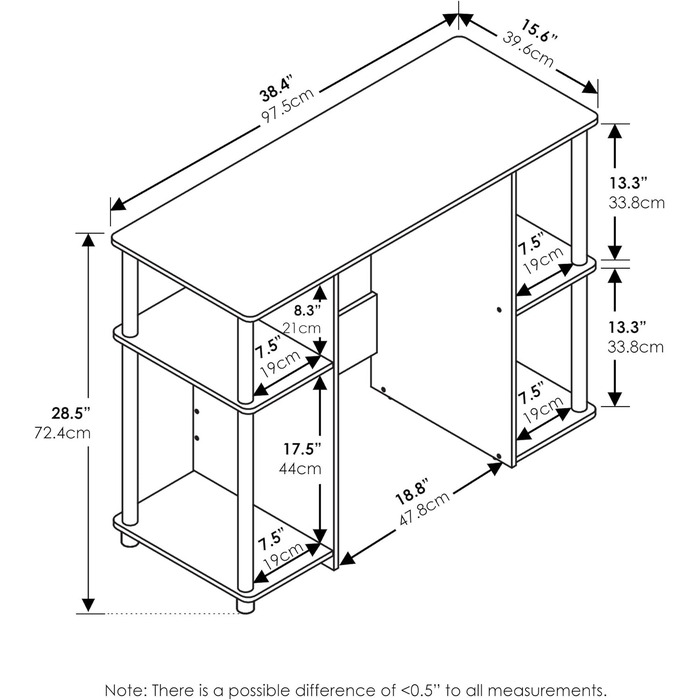 Комп'ютерний стіл Furinno Jaya, інженерна деревина, білий дуб/нержавіюча сталь, 39,50 (Г) x 97,51 (Ш) x 72,59 (В) см Білий дуб/нержавіюча сталь 39,50 (Г) x 97,51 (Ш) x 72,59 (В) см