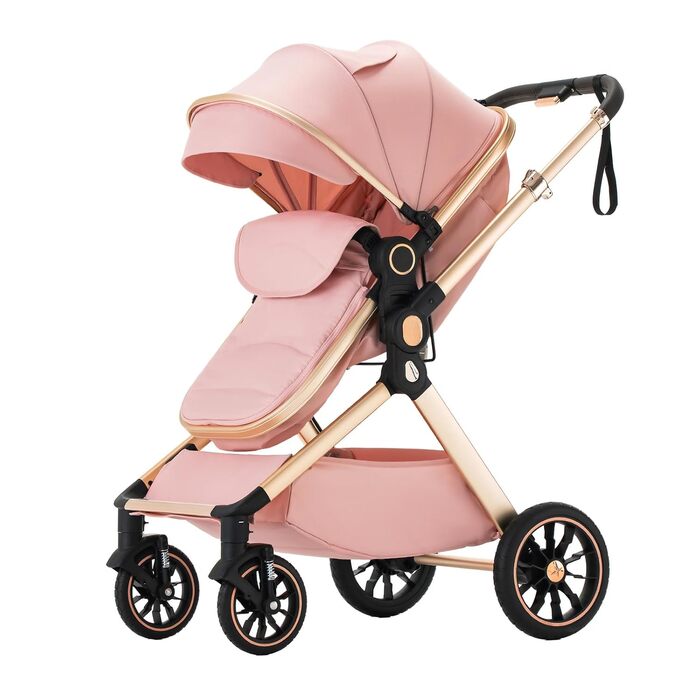 Дитячий візок 3 в 1 Kinderwagen Alltags Buggy рожевий: люлька, прогулянковий блок, автокрісло, алюмінієва рама