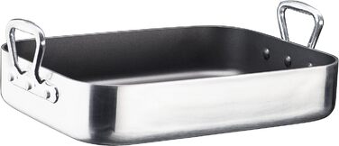 Традиційна жаровня Gastro AluTherm з високими ручками 35x27 см / близько 6,5 літрів, алюміній, сріблястий / чорний, 860949