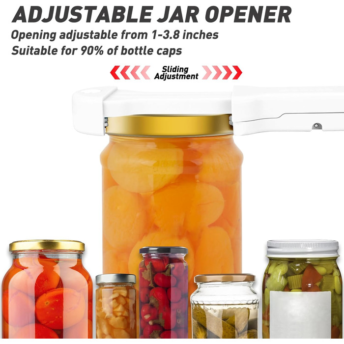 Набір відкривачів для пляшок та банок 7-в-1 для людей похилого віку з артритом, з магнітним механізмом, білий