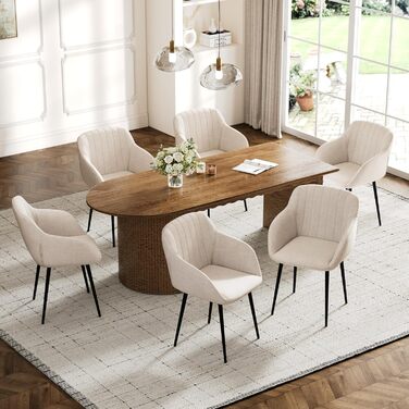 Набір з 4-х обідніх стільців у бежевому кольорі з підлокітниками, для кухні, вітальні, спальні