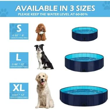 Складаний басейн для собак 120*30 см, нековзний, портативний, синій, для великих і малих собак