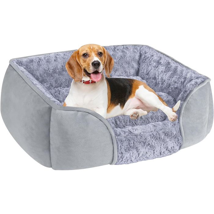 Лежак для собак CHONGFACF XL сірий, заспокійливий, проти тривоги, можна прати в машині, знімна подушка