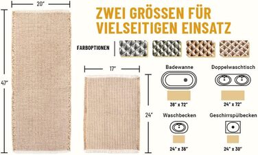 Набір килимків для ванної кімнати, антиковзаючі, бохо-стиль, 2 шт. (51x120 см + 41x61 см), коричнево-білі