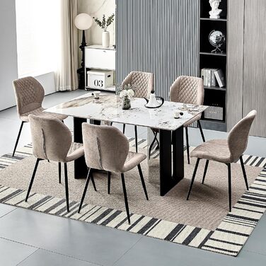 Набір з 4 оббивних ергономічних стільців для їдальні, кухні, вітальні, ресепшену, коричневого кольору