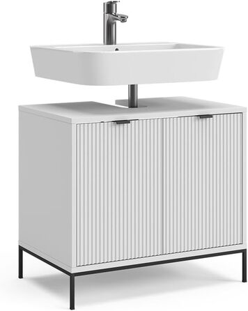 Тумба під раковину Vicco Eliza, біла, 70 x 63 см, 2 дверцята для зберігання аксесуарів для ванної кімнати та косметики