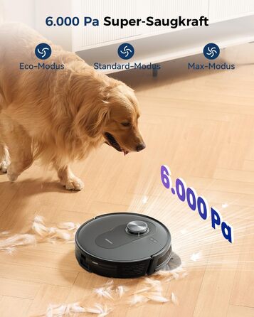 Робот-пилосос Proscenic Q8 Max з функцією миття, 6000Pa, 200 хв роботи, док-станція для самостійного очищення, 3L пилозбірник, інтелектуальна лазерна навігація, керування через додаток, сумісність з Alexa, Google, Siri