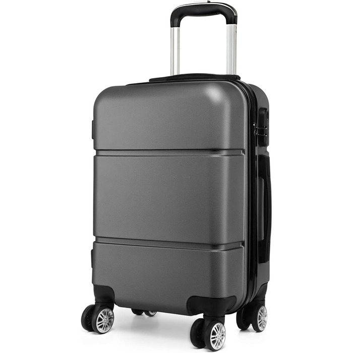 Чемодан ручної поклажі KONO з жорсткою оболонкою, на колесах, 55x38x22 см, 33 літри, сірий