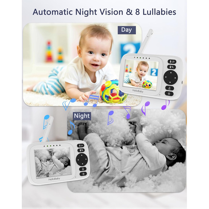 Відеоняня HelloBaby HB2438-2 з 2 камерами, 3.2