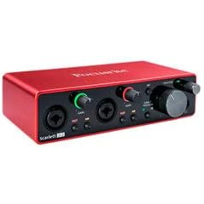 Аудіоінтерфейс Focusrite Scarlett 2i2 3-го покоління з USB: комплект для гітаристів, вокалістів та продюсерів. Студійна якість звуку + ПО