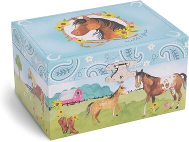 Ювелір - Музична скринька для коштовностей для дівчаток з обертовим єдинорогом, блискучою веселкою і Зоряним візерунком-Пісня прекрасної мрійниці (кінь)