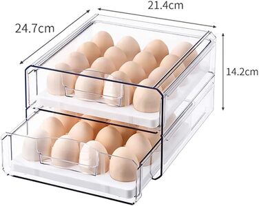 Контейнер для яєць G-LIKE, 2 яруси, висувний, прозорий, органайзер для кухні, PET пластик