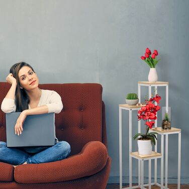 Relaxdays Бічна полиця-квітка з 4 ярусами