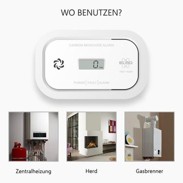 Датчик монооксиду вуглецю ELRO FC5003 (2 шт.) з 10-річним сенсором | LCD дисплей та 3 роки батареї | Надійний захист та CO-аварійний сигнал | Відповідає стандарту EN50291