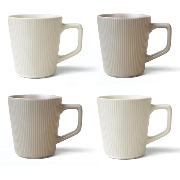 Набір кавових чашок 4 шт. - 500 мл - Матова кераміка - Набір чашок для кави та чаю - Мікрохвильова безпека, зручна ручка