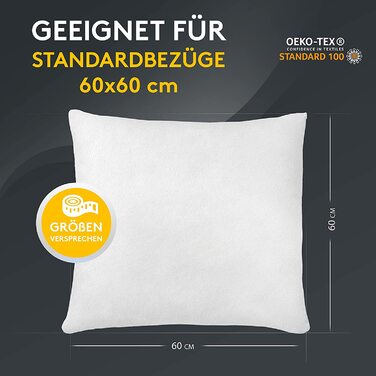 Набір з 6 подушок з наповнювачем 45x45 см - внутрішню подушку можна прати при 40C (60 x 60 см)