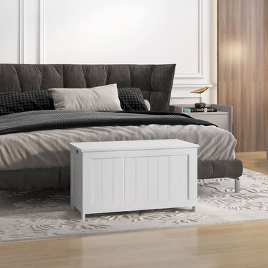HOMCOM Сховище-скринька з ручкою та кришкою, 81 x 40 x 46 см, ящик для зберігання в вітальні та спальні, білий