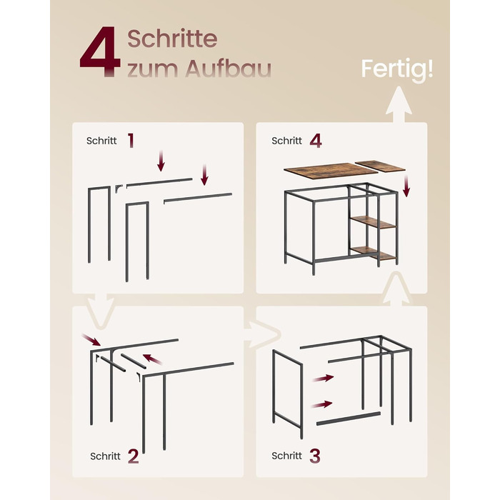 Комп'ютерний стіл VASAGLE 100x50 см, офісний, вінтажний стиль, для робочого кабінету, спальні, вітальні, колір: коричневий + чорний