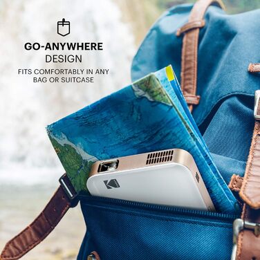 Портативний проєктор KODAK Luma 1080p HD LED DLP з вбудованим динаміком, HDMI, USB та Micro SD - сумісний з iOS та Android