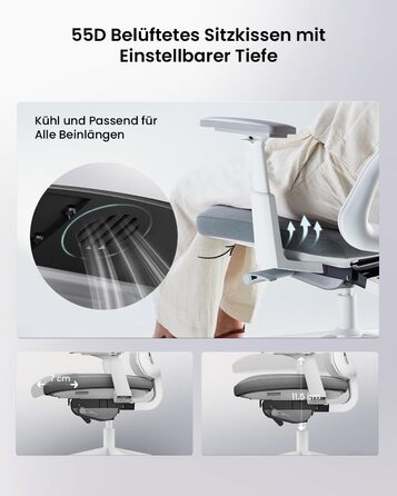 Офісний стілець ProtoArc Flexer Pro: ергономічний, з регулюванням глибини сидіння, сітчастою спинкою та підтримкою попереку - чорний