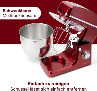 Кухонна машина Clatronic KM 3765 XXL: 10л, 1500W, міксер, гак для тіста, насадка для збивання, захист від розбризкування