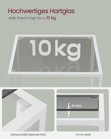 Регал VASAGLE з 5 полицями, для ванної кімнати, вітальні, кухні, офісу, скло, метал, LGT029A01