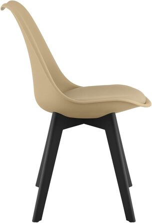 Обідні стільці - Чорні, з м'яким сидінням з екошкіри, поліпропіленові ніжки, сучасний дизайн, набір 4 шт.