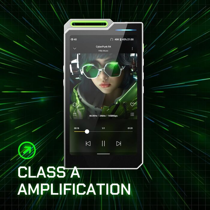 HiBy R4 Android MP3-плеєр з Bluetooth і Wi-Fi, 4DAC, Android 12, підтримка DSD, PCM, MQA, 4.4 мм баланс, 32 ГБ, сріблястий