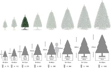 Ялинка САЛКАР штучна з 868 вершинами, ялинка штучна швидкого будівництва з урахуванням рослинності. Підставка для різдвяної ялинки, Різдвяна прикраса-2,1 м (зелений, 120 см)