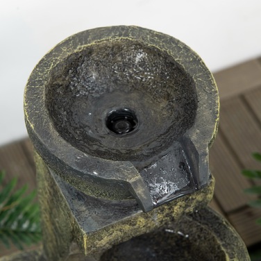 Фонтанчик, 3 режими, стійкий до погодних умов, 25 см x 24 см x 60 см, Сірий