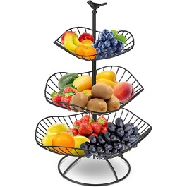 Металевий кошик для фруктів, кошик для сервірування фруктів, двоярусна тарілка для овочів, тарілка для закусок, тарілка для фруктів для прикраси будинку, кухні, 3-