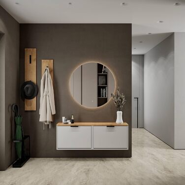 Взуттєва шафа Planetmöbel вузька з 6 полицями, комод для прихожей, коридору, гардеробу 60 x 23 x 118 см, білий сірий