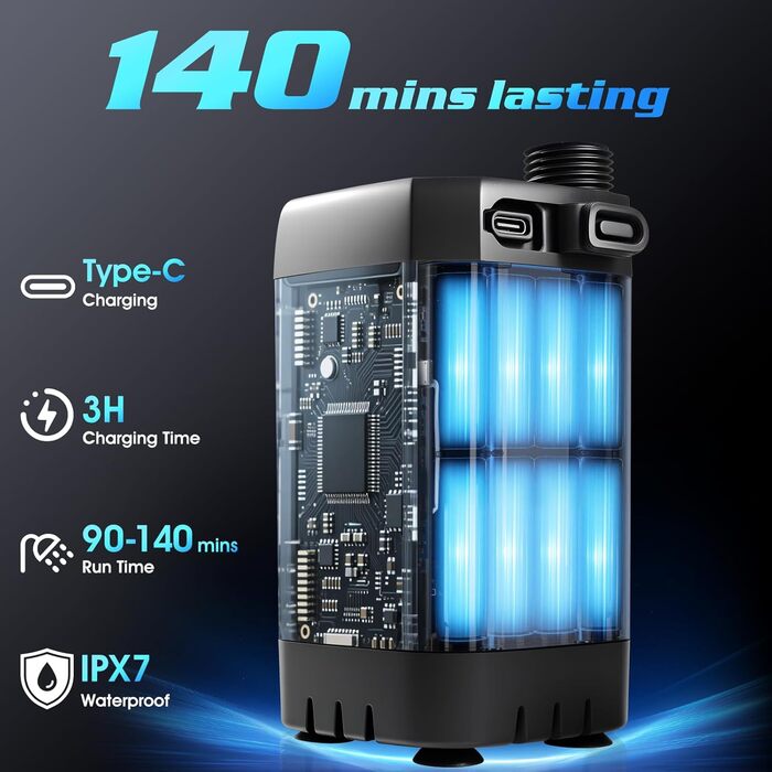 Портативна душова кабіна з підігрівом, 6000 mAh, акумуляторна, для кемпінгу, 2000 В, 4 режими розпилення, LED-дисплей, портативна помпа, для відпочинку на природі