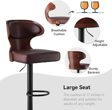 Барний стілець Hawthyhome 4 шт. у наборі, коричневий, з підніжкою та спинкою