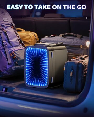 Міні-холодильник LIGIANT MF01C на 4Л з 7 режимами підсвічування та функцією підігріву, безшумний, AC/DC, для авто, офісу та геймерської кімнати (чорний глянцевий)