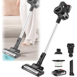 Бездротовий вертикальний пилосос 15kPa з HEPA-фільтром, ручний пилосос з LED-підсвічуванням та 2 акумуляторами 3000mAh