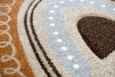 Дитячий килимок для дитячої кімнати, ігровий килимок в горошок у формі серця, Райдужний дизайн, розмір (120x170 см, кремово-бежевий)