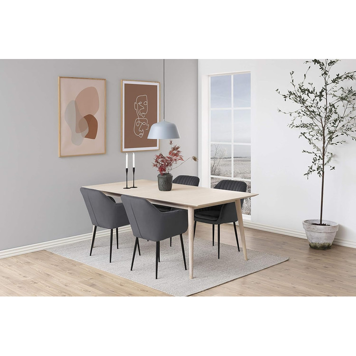 AC Design Furniture Стілець для їдальні Wendy, темно-сірий/чорний, велюр/метал, 57x61x83 см