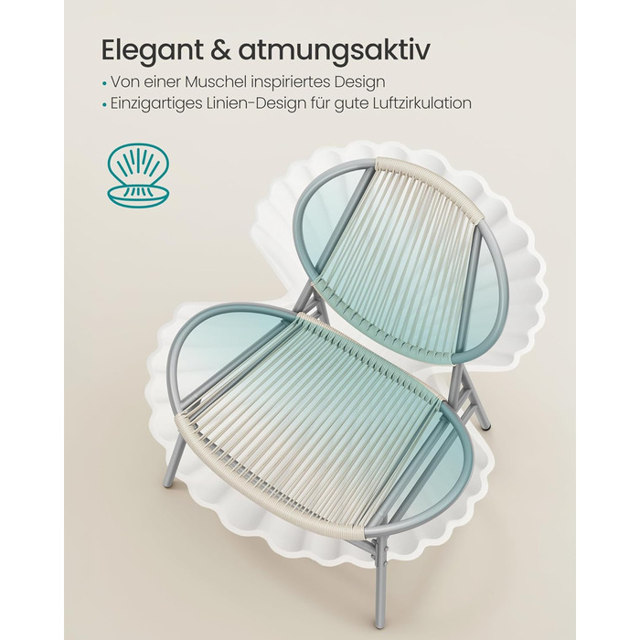 Набір садових меблів SONGMICS з поліротану для балкона та тераси: стіл та 2 крісла (Таубеграу)