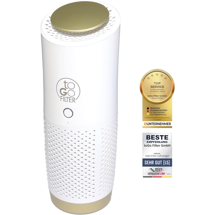 Портативний очищувач повітря toGo Filter з акумулятором, компактний для подорожей, авто, офіс. HEPA 13, фільтр з активованим вугіллям, для алергіків, астматиків, 15㎡