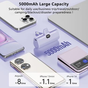 Підставка та світлодіод, для iPhone 14/13/12/11/XS/XR/8/7 (фіолетовий), 5000mAh