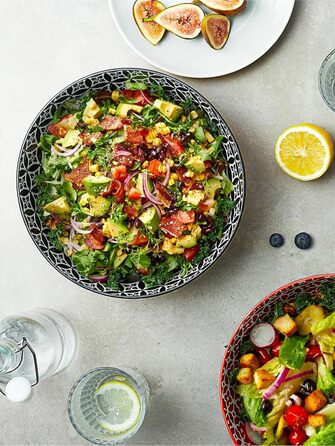 Салатник DOWAN 2000 мл, 2 шт., Ø24.1 см, порцеляновий, для пасти, мікрохвильовий, посудомийна машина, штабельований, різнокольоровий