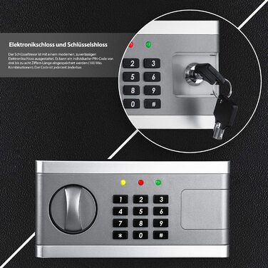 Електронний сейф KESSER® | 38x30x30 см | Вбудована батарея | Сейф з цифровим замком | 3-х рівнева замикаюча система | Настінний/підлоговий сейф | Сейф для дому | Внутрішнє освітлення | Чорний |