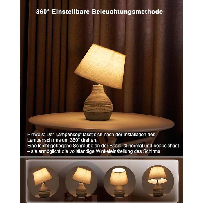 INTELIVE Бездротова керамічна настільна лампа з таймером, димером, лляним абажуром та пультом дистанційного керування. Акумуляторна, сучасний дизайн Mid Century.