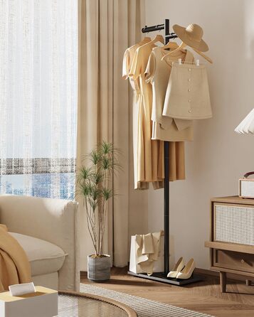 Підлоговий вішак для одягу Metall, 175 см, білий. Підходить для курток, шапок, сумок. Стабільна база, розмір 39x26x175 см.