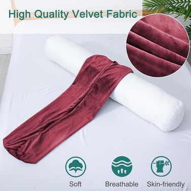 Подушка для сну на весь тіло AS AWESLING з ефектом пам'яті (Memory Foam), 90 x 20 см, бордова, з чохлом — для дорослих та тих, хто спить на боці