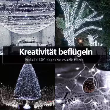 Гірлянда Sonnewelt LED 20 м 200 LED холодний білий, водонепроникна, для вулиці та дому, електрична з адаптером, 8 режимів, функція пам'яті