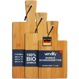 Набір бамбукових дощок для нарізання м'яса 3 - 3 розміри - 39 x 19 x 1,3 см, антисептична дерев'яна дошка з ручкою, для м'яса та овочів (макс. 50 символів)