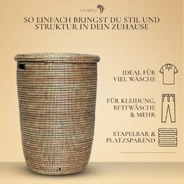 Кошик для білизни YAADU з кришкою - XXL, великий контейнер для білизни, чорний плоский корзину, ящик для білизни